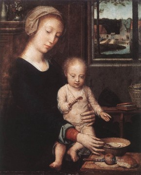 La Virgen y el Niño con la sopa de leche Gerard David Pinturas al óleo